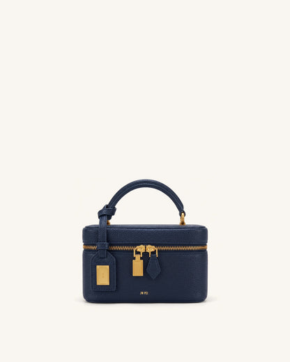 Cleo Box Shape Top Handle Bag - Navy Blue | JW PEI