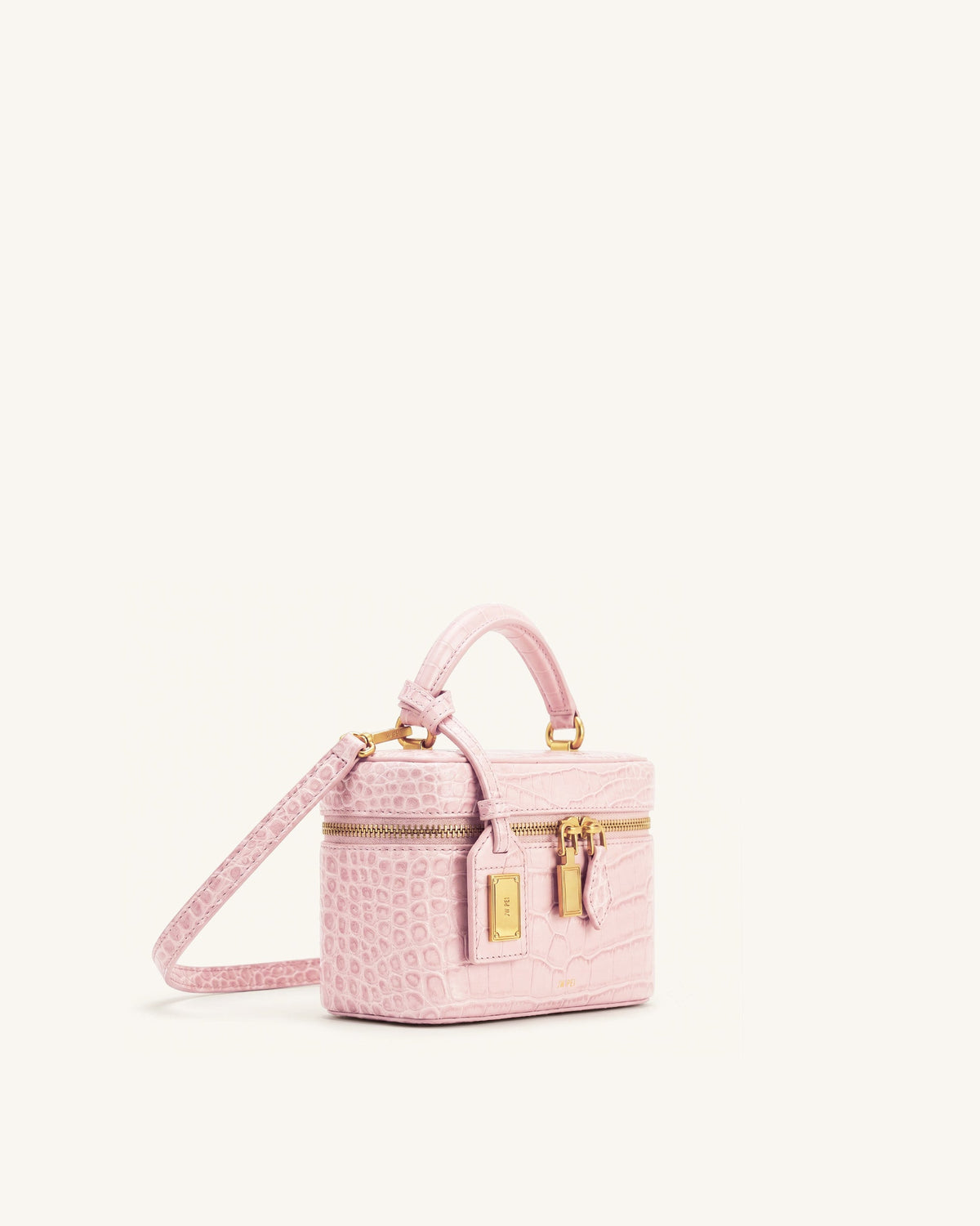 Cleo Box Shape Top Handle Bag - Light Pink Croc | JW PEI