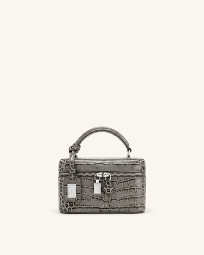 Cleo Box Shape Top Handle Bag - Grey Croc | JW PEI