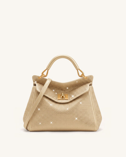 Lucia Classic Artificial Crystal Top Handle Bag - Champagne | JW PEI