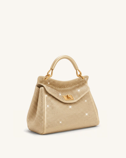 Lucia Classic Artificial Crystal Top Handle Bag - Champagne | JW PEI