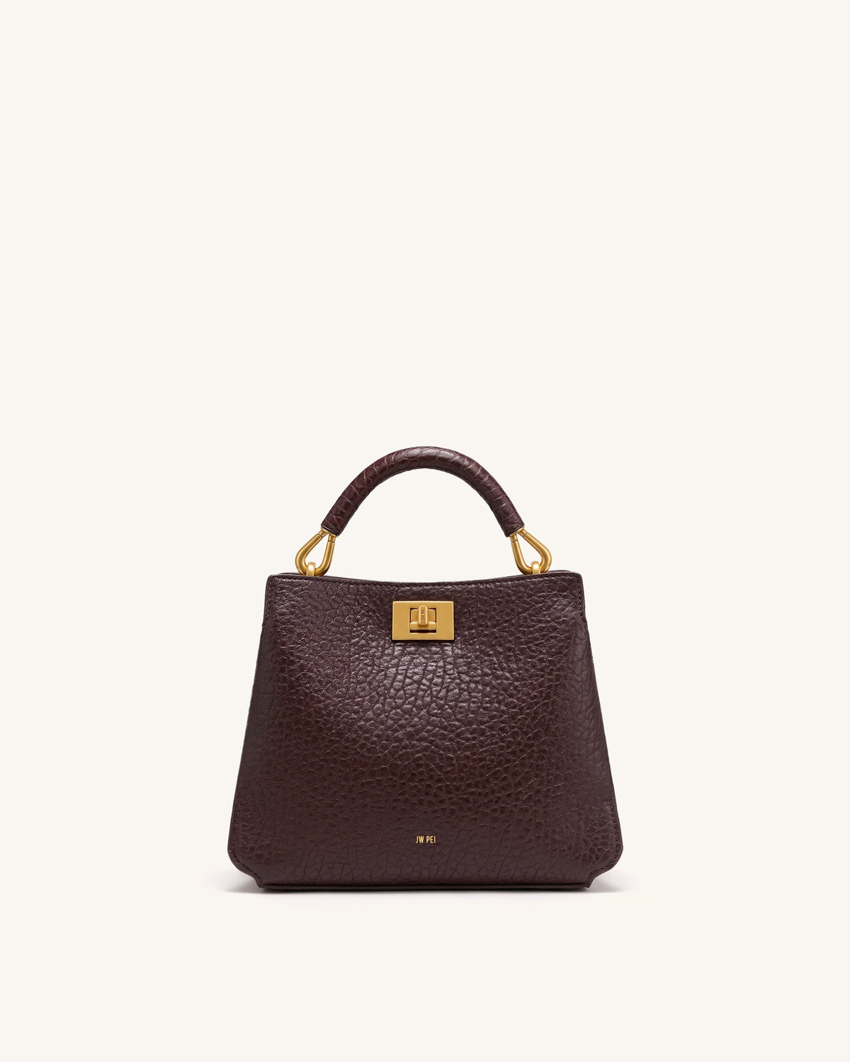 Lucia Elephant-Effect Top Handle Bag - Dark Brown | JW PEI