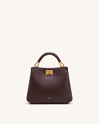 Lucia Elephant-Effect Top Handle Bag - Dark Brown | JW PEI