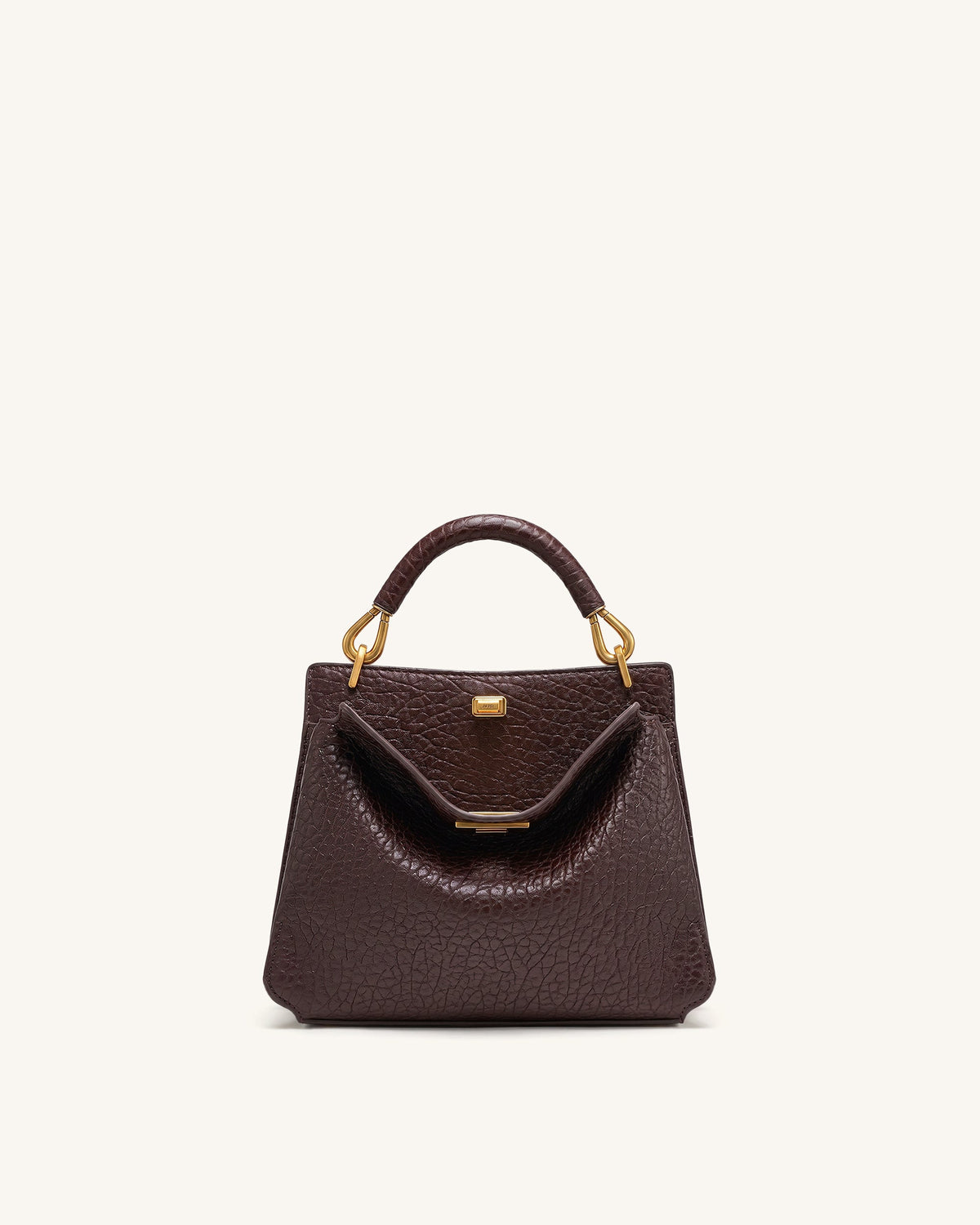 Lucia Elephant-Effect Top Handle Bag - Dark Brown | JW PEI