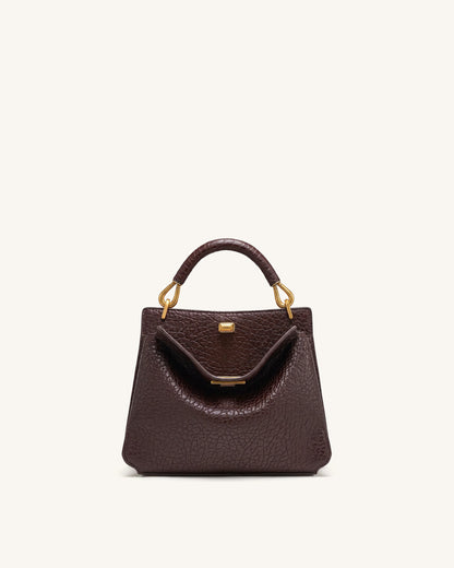 Lucia Elephant-Effect Top Handle Bag - Dark Brown | JW PEI