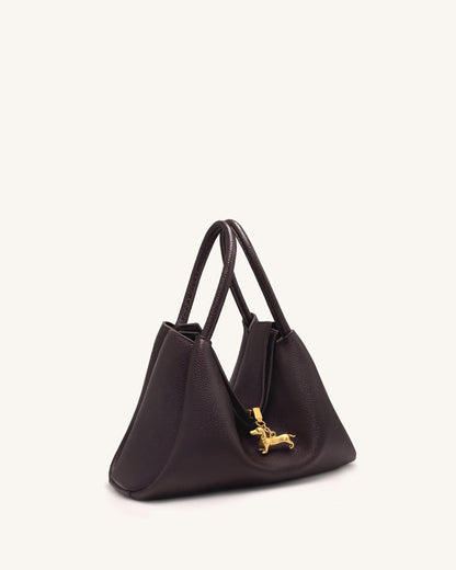 Maelle Dachshund Charm Double Handle Bag - Dark Brown | JW PEI
