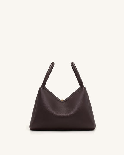 Maelle Dachshund Charm Double Handle Bag - Dark Brown | JW PEI