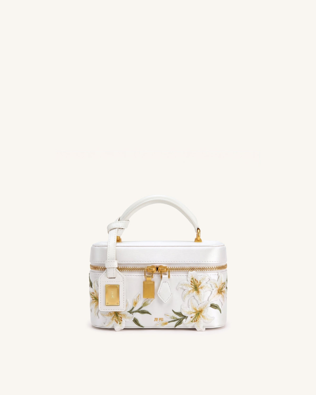 Cleo Embroidered Box Shape Top Handle Bag - Snow White | JW PEI