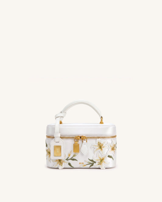 Cleo Embroidered Box Shape Top Handle Bag - Snow White | JW PEI