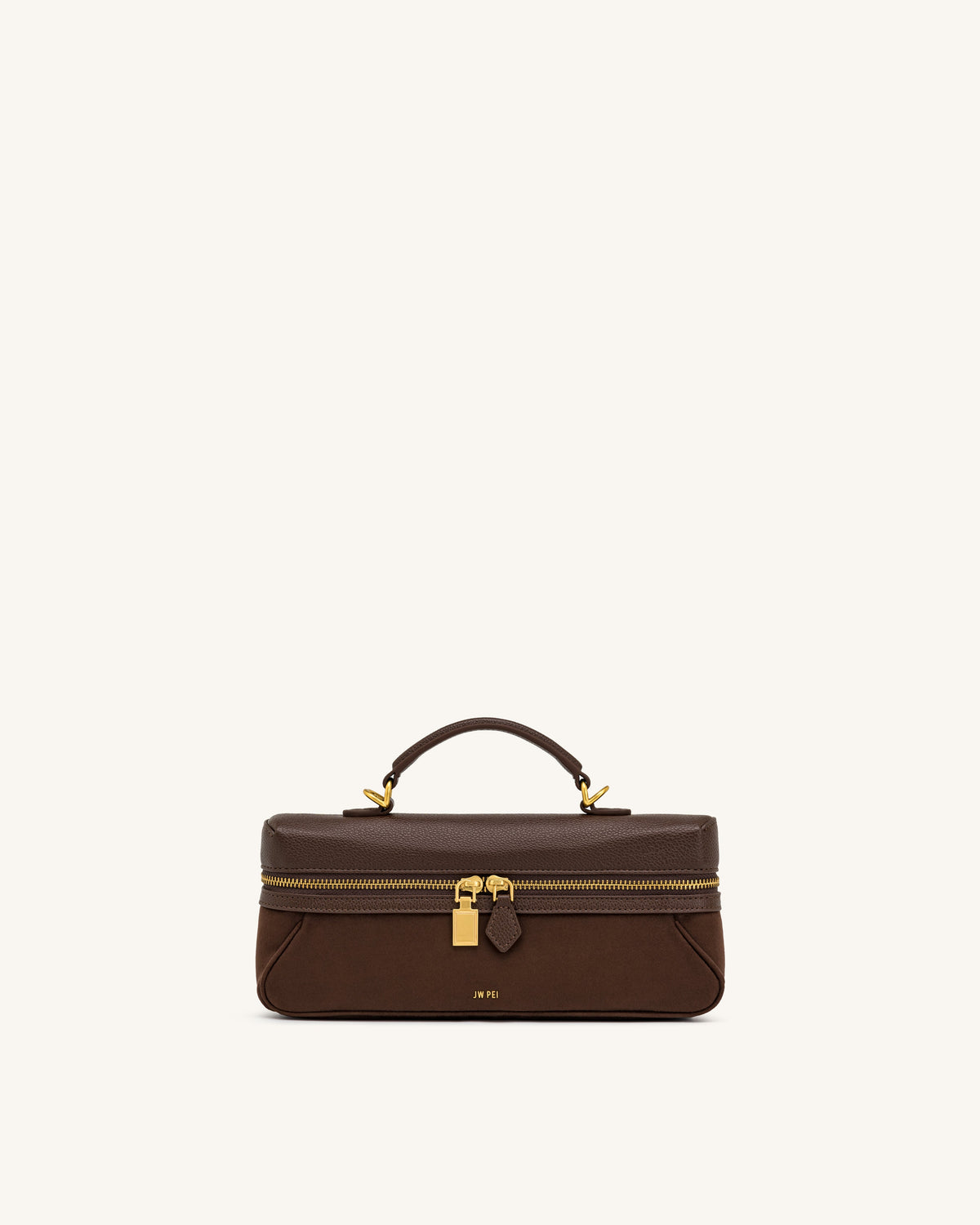 Cleo Faux Suede Vanity Bag - Dark Brown | JW PEI