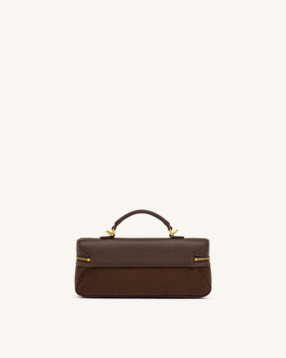 Cleo Faux Suede Vanity Bag - Dark Brown | JW PEI