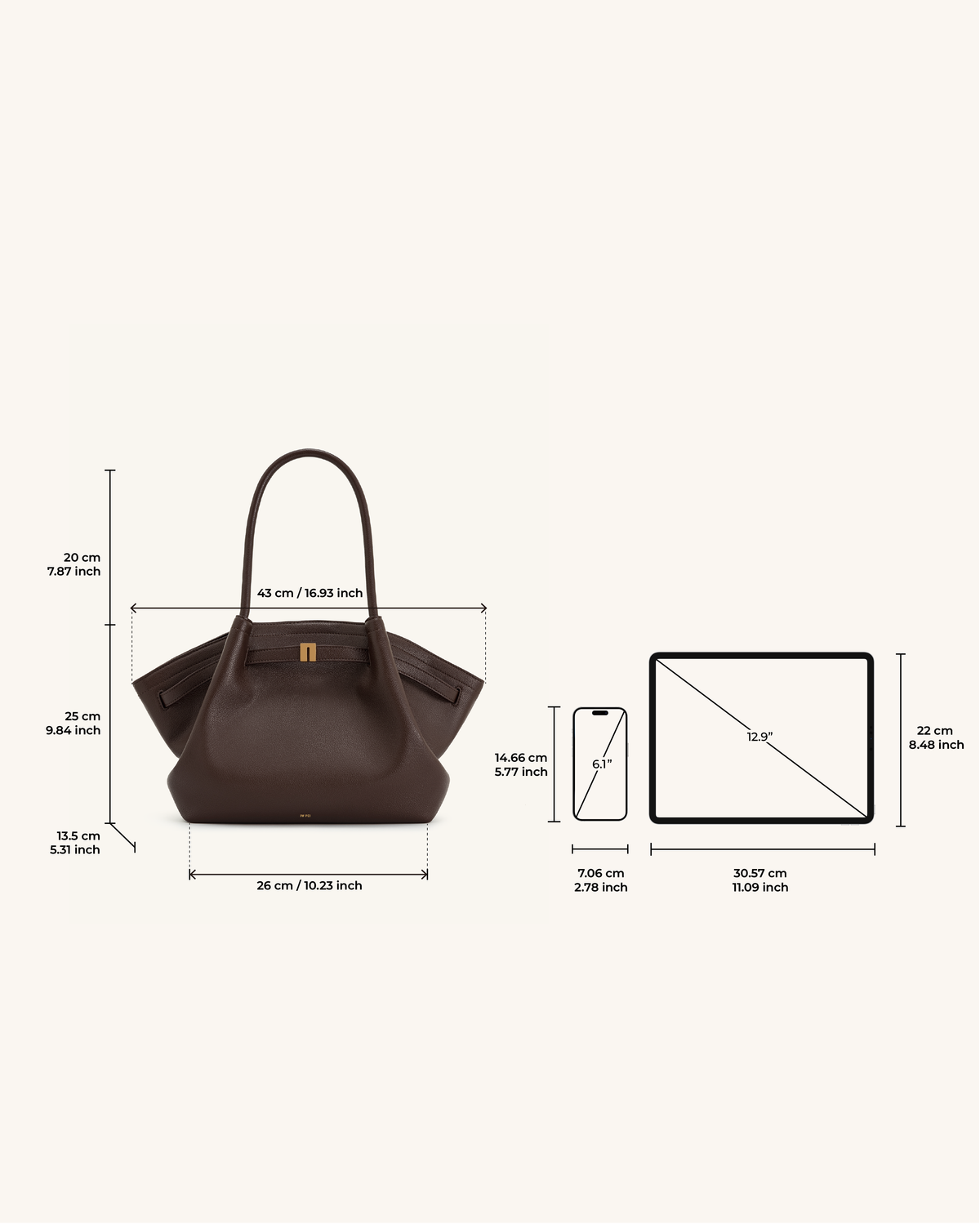 Hana Medium Tote Bag - Dark Brown | JW PEI