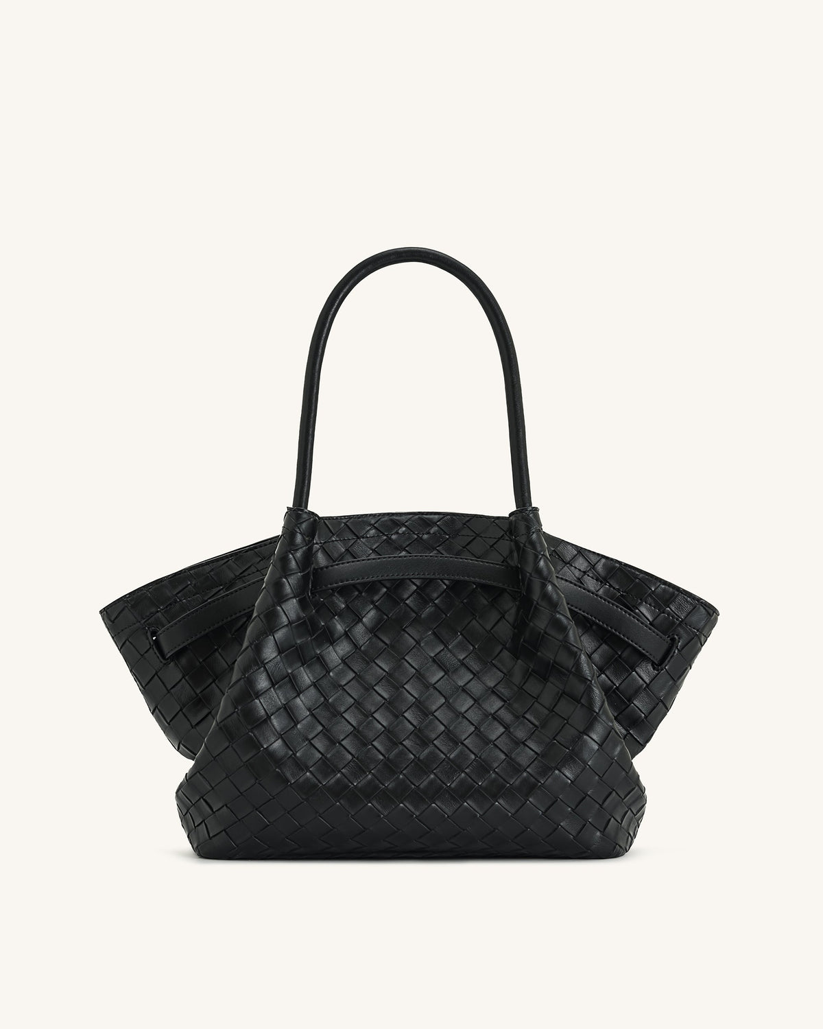 Hana Medium Weave Texture Tote Bag - Black | JW PEI