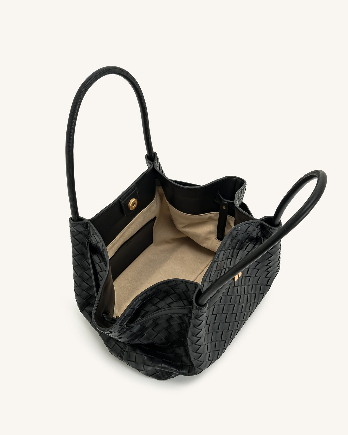 Hana Medium Weave Texture Tote Bag - Black | JW PEI