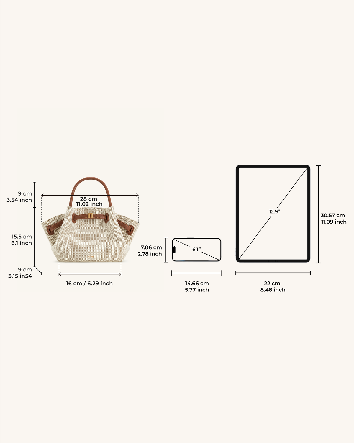 Hana Mini Tote Bag - Brown Canvas | JW PEI