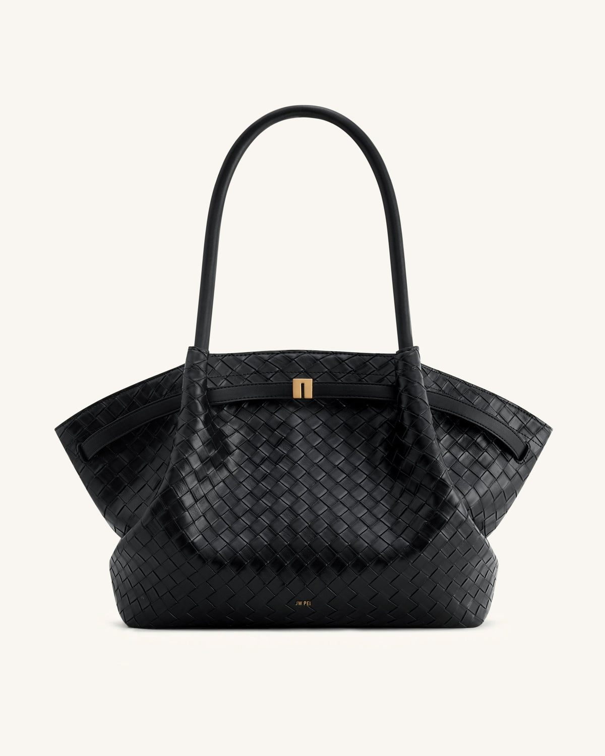 Hana Large Weave Texture Tote Bag - Black | JW PEI