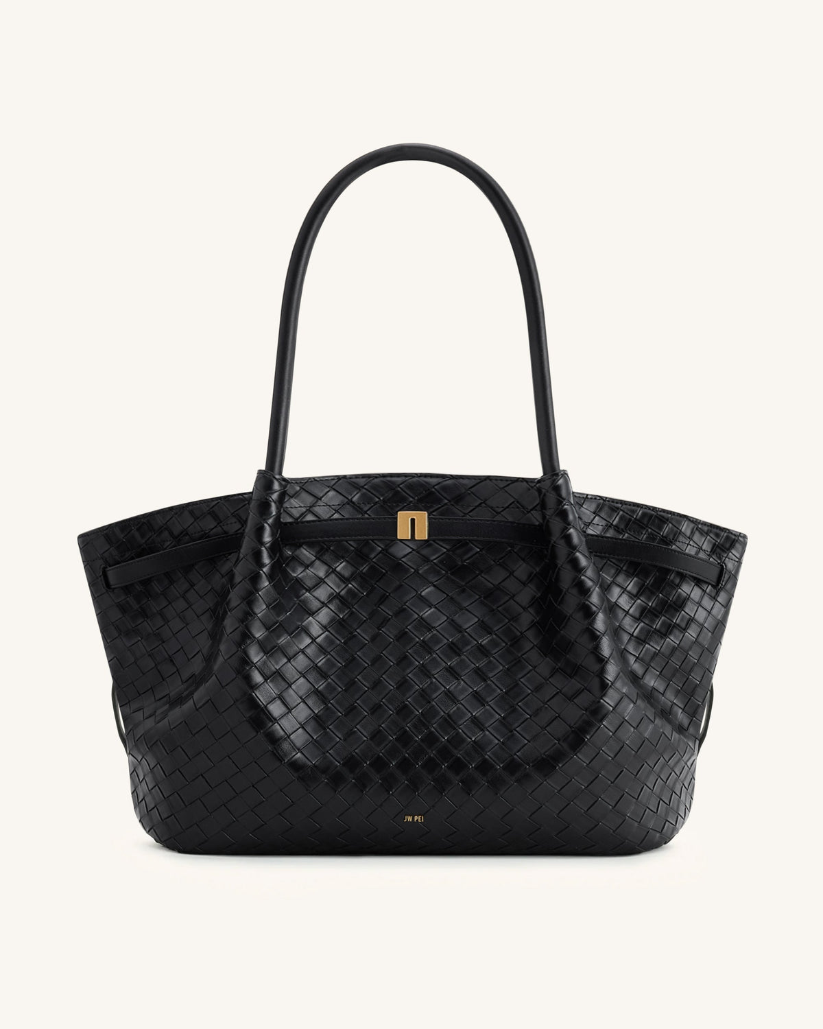 Hana Large Weave Texture Tote Bag - Black | JW PEI