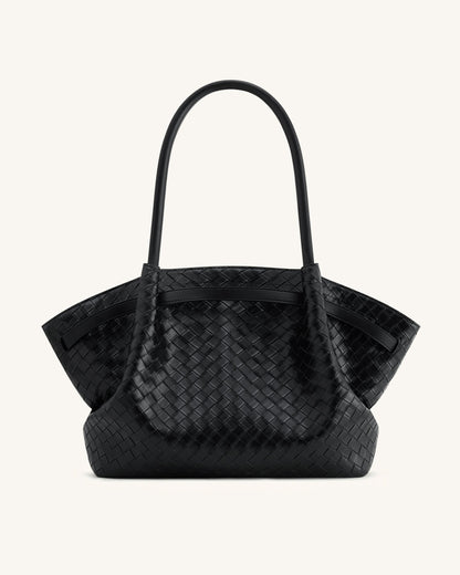 Hana Large Weave Texture Tote Bag - Black | JW PEI