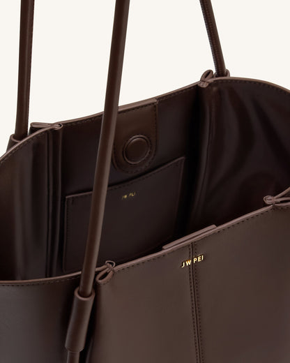 Nala Wide Tote Bag - Deep Brown | JW PEI