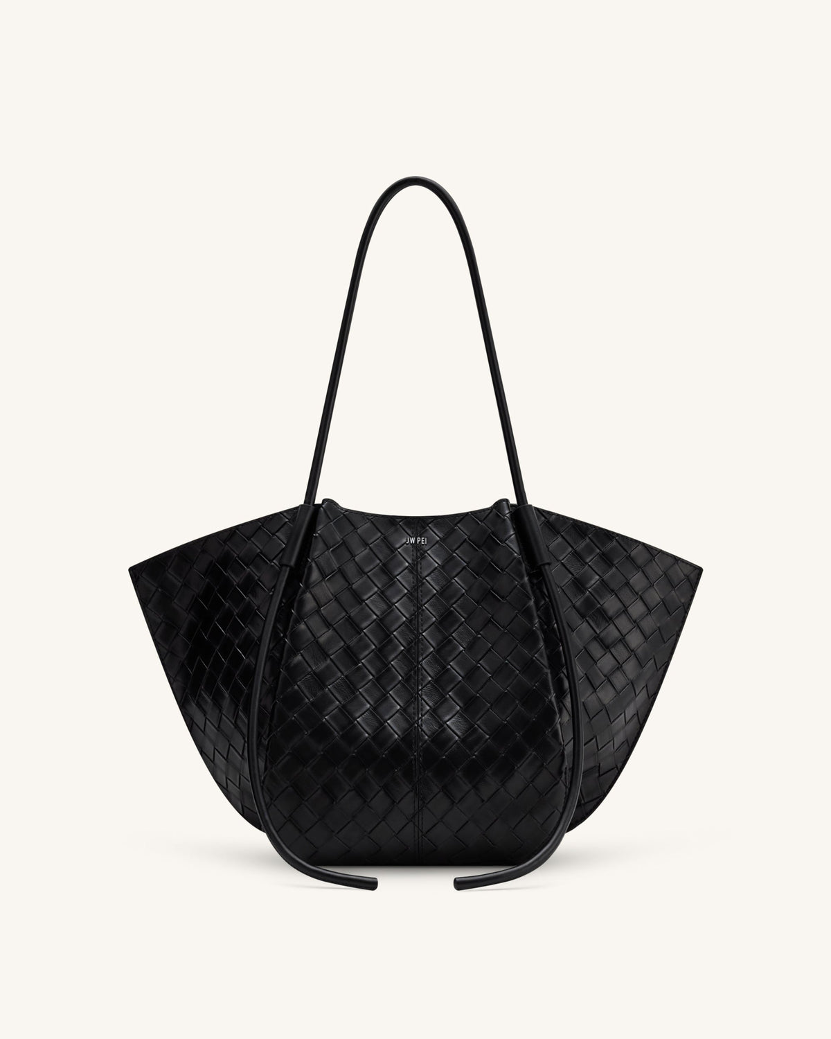 Nala Wide Weave Texture Tote Bag - Black | JW PEI
