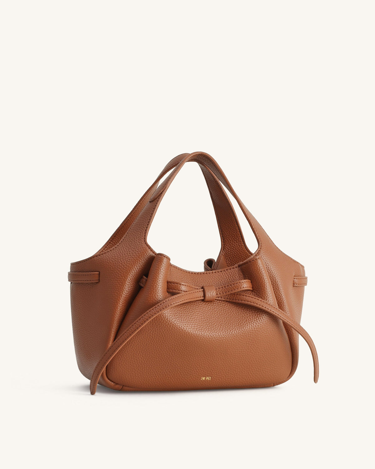 Mabel Soft Bow Tote Bag - Caramel Brown | JW PEI