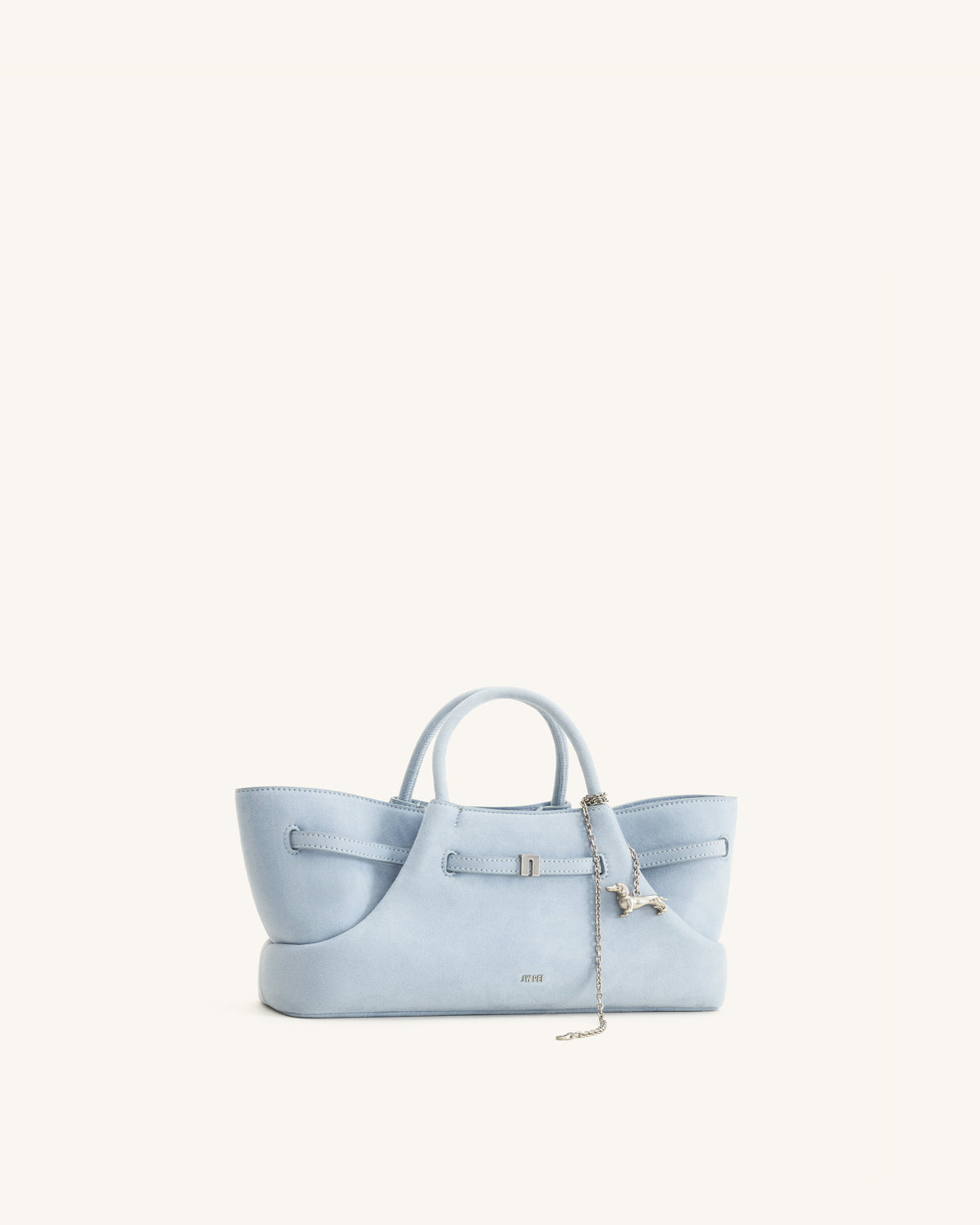 Maeve Dachshund Metal Charm Faux Suede Tote Bag - Blue | JW PEI