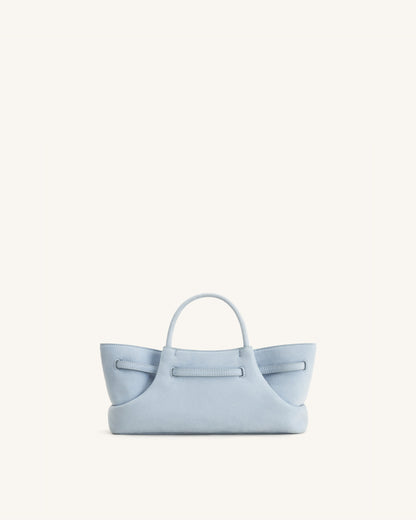 Maeve Dachshund Metal Charm Faux Suede Tote Bag - Blue | JW PEI