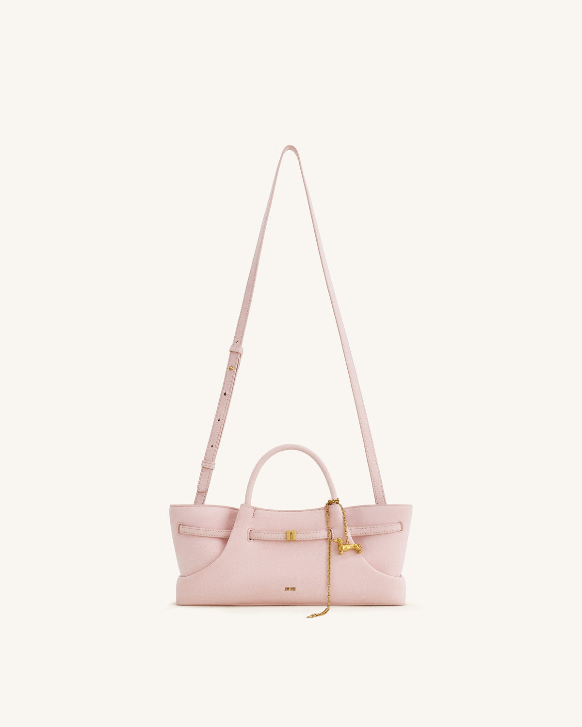 Maeve Dachshund Metal Charm Faux Suede Tote Bag - Pink | JW PEI