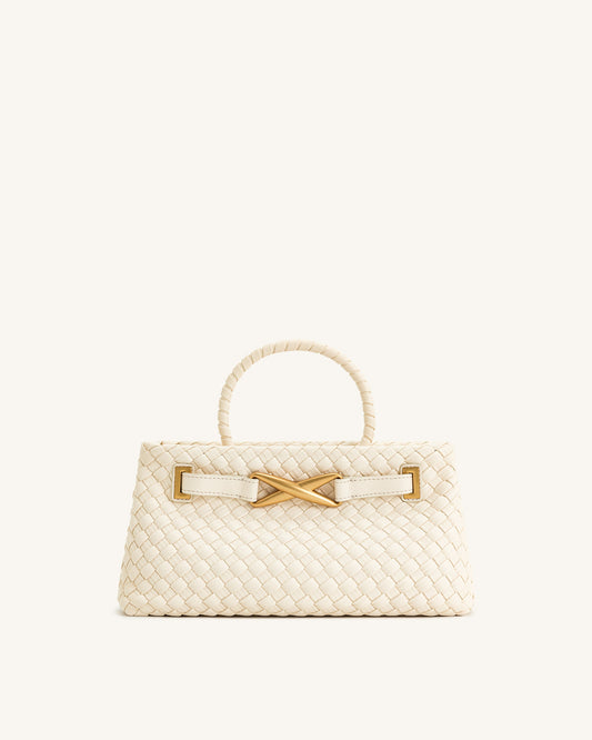 Elora Woven Tote Bag - White | JW PEI