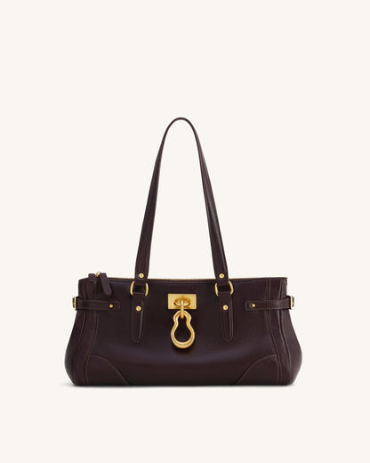 Yvette Elongated Tote Bag - Dark Brown | JW PEI