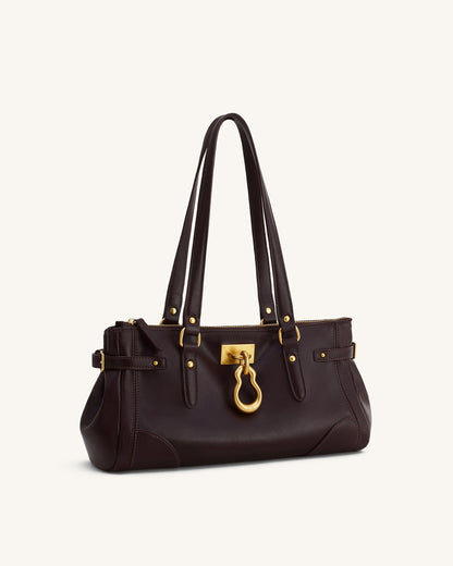 Yvette Elongated Tote Bag - Dark Brown | JW PEI