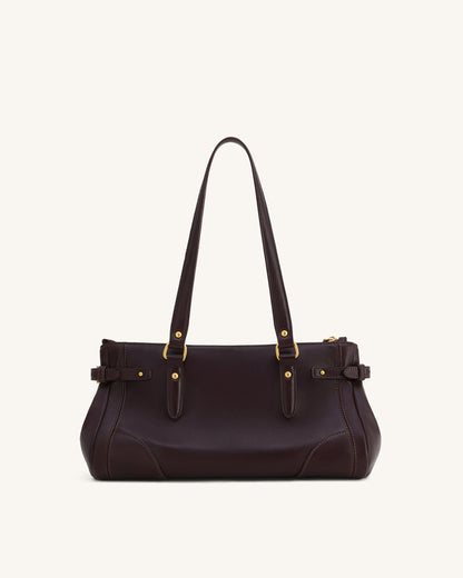 Yvette Elongated Tote Bag - Dark Brown | JW PEI