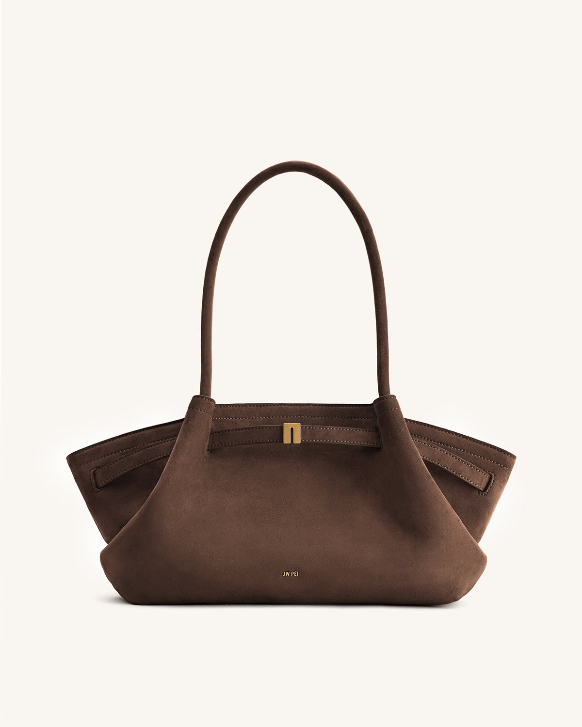 Hana Wide Faux Suede Tote Bag - Dark Brown | JW PEI