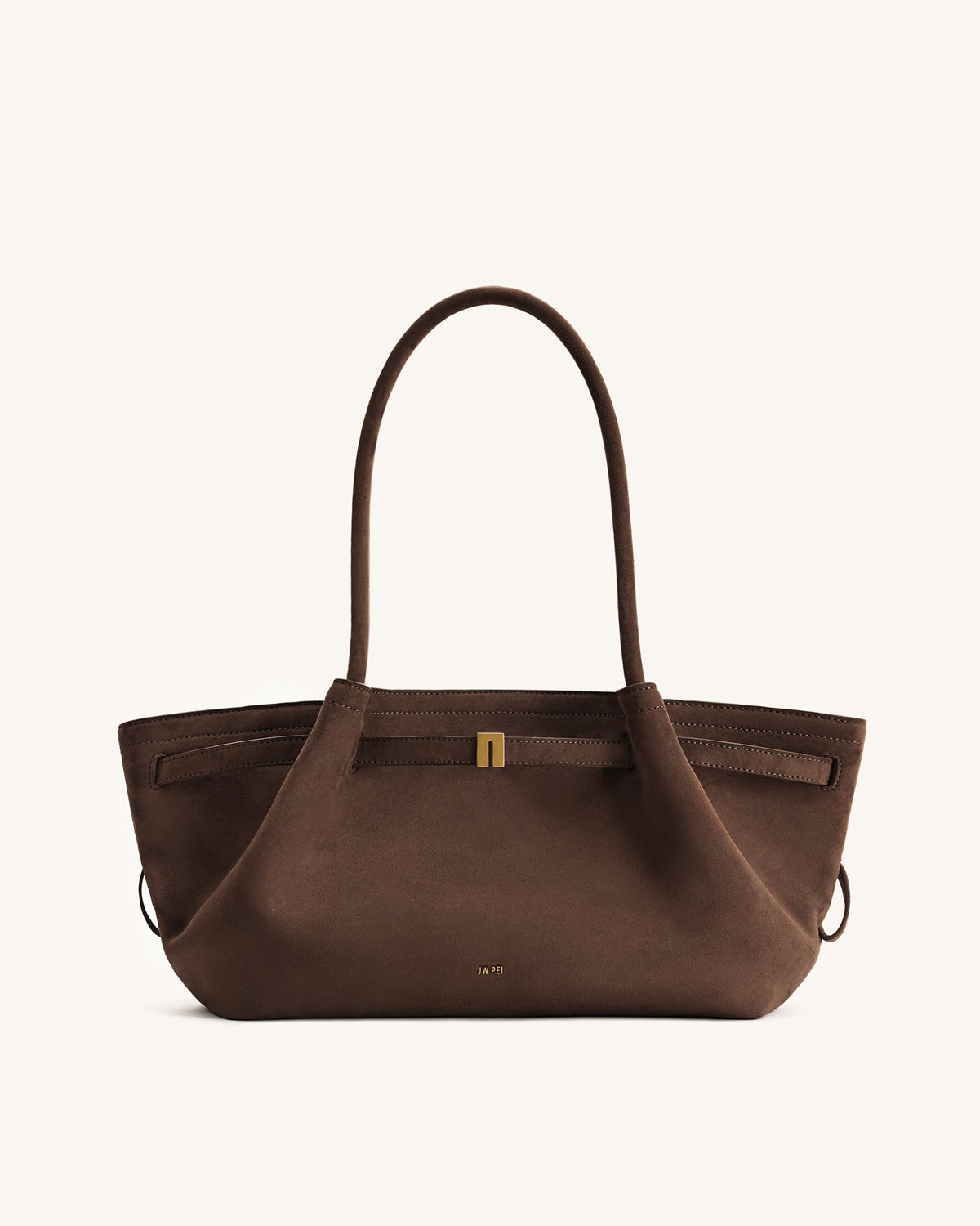 Hana Wide Faux Suede Tote Bag - Dark Brown | JW PEI