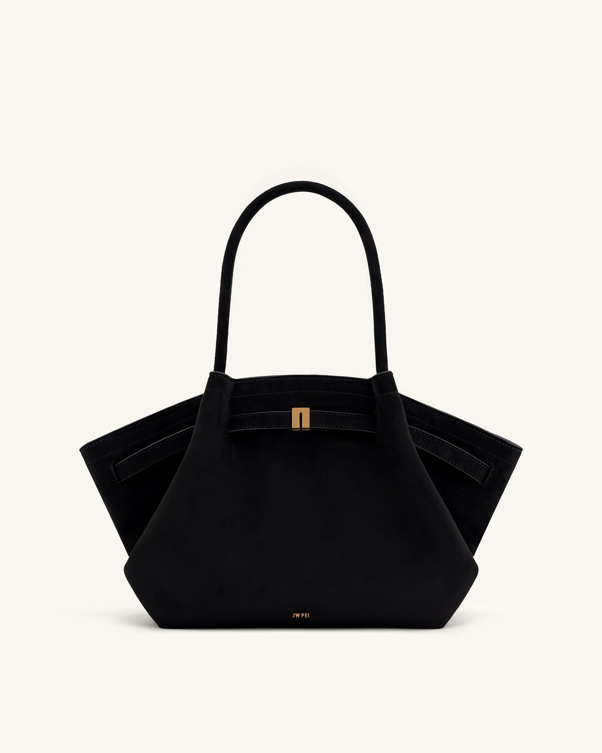 Hana Medium Faux Suede Tote Bag - Black | JW PEI