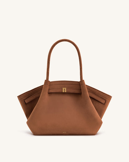 Hana Medium Faux Suede Tote Bag - Brown | JW PEI