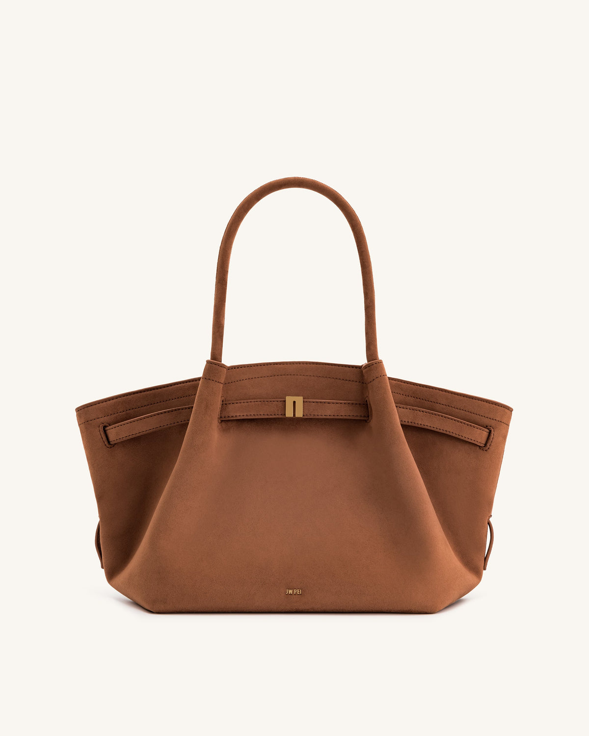 Hana Medium Faux Suede Tote Bag - Brown | JW PEI