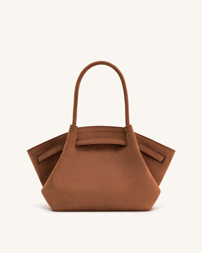 Hana Medium Faux Suede Tote Bag - Brown | JW PEI