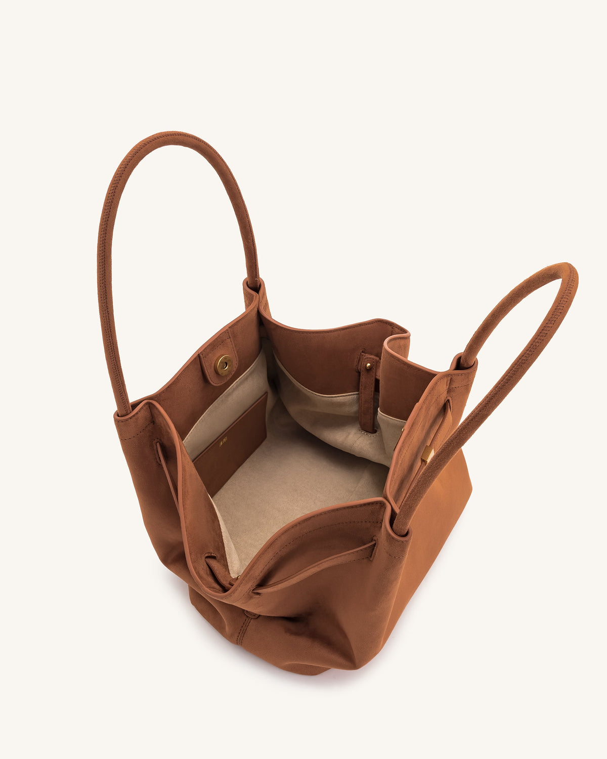 Hana Medium Faux Suede Tote Bag - Brown | JW PEI