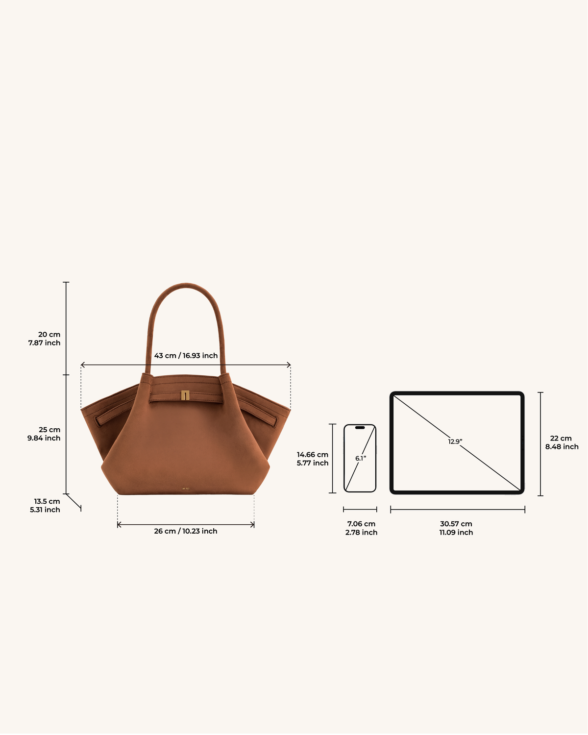 Hana Medium Faux Suede Tote Bag - Brown | JW PEI