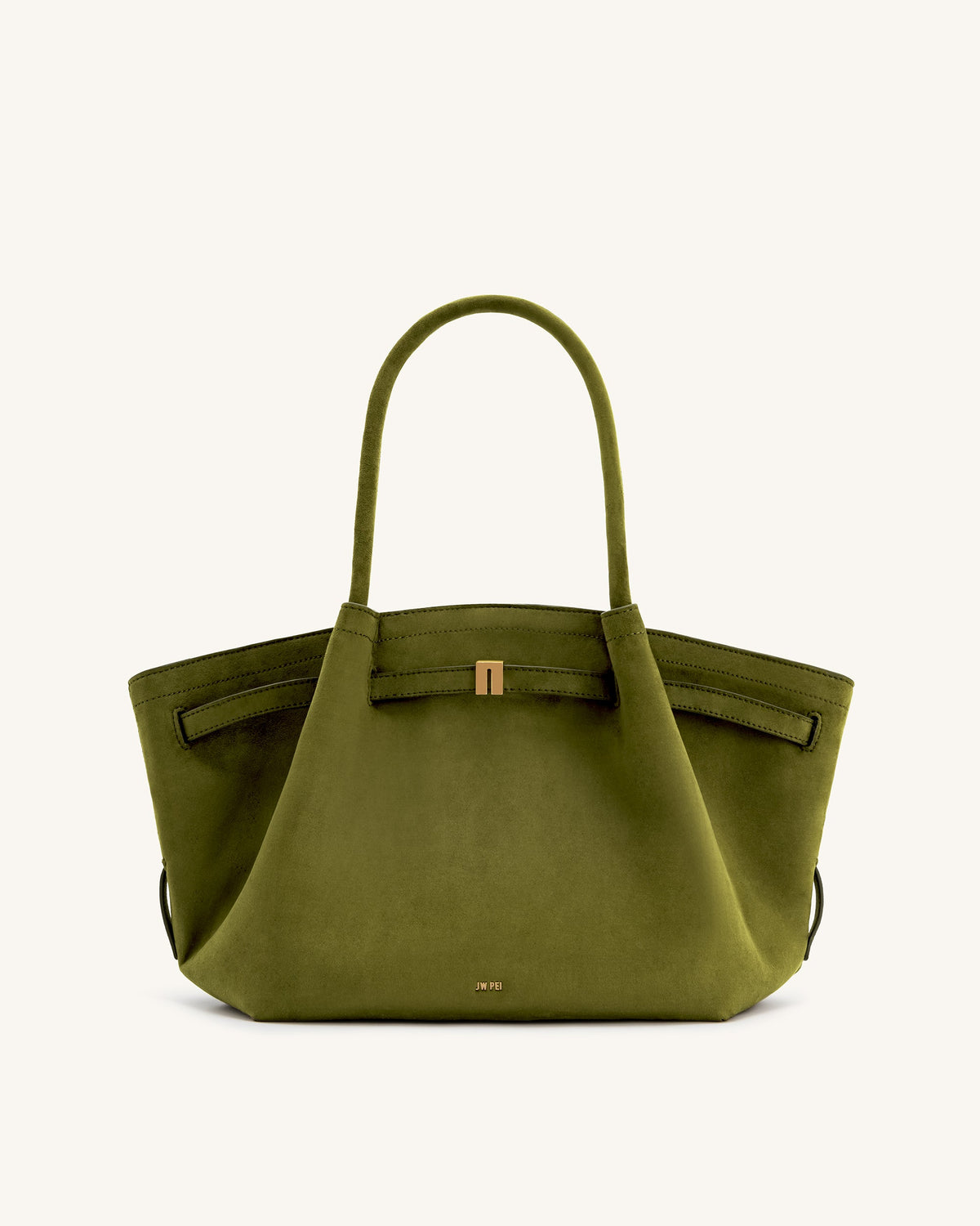 Hana Medium Faux Suede Tote Bag - Dark Olive | JW PEI