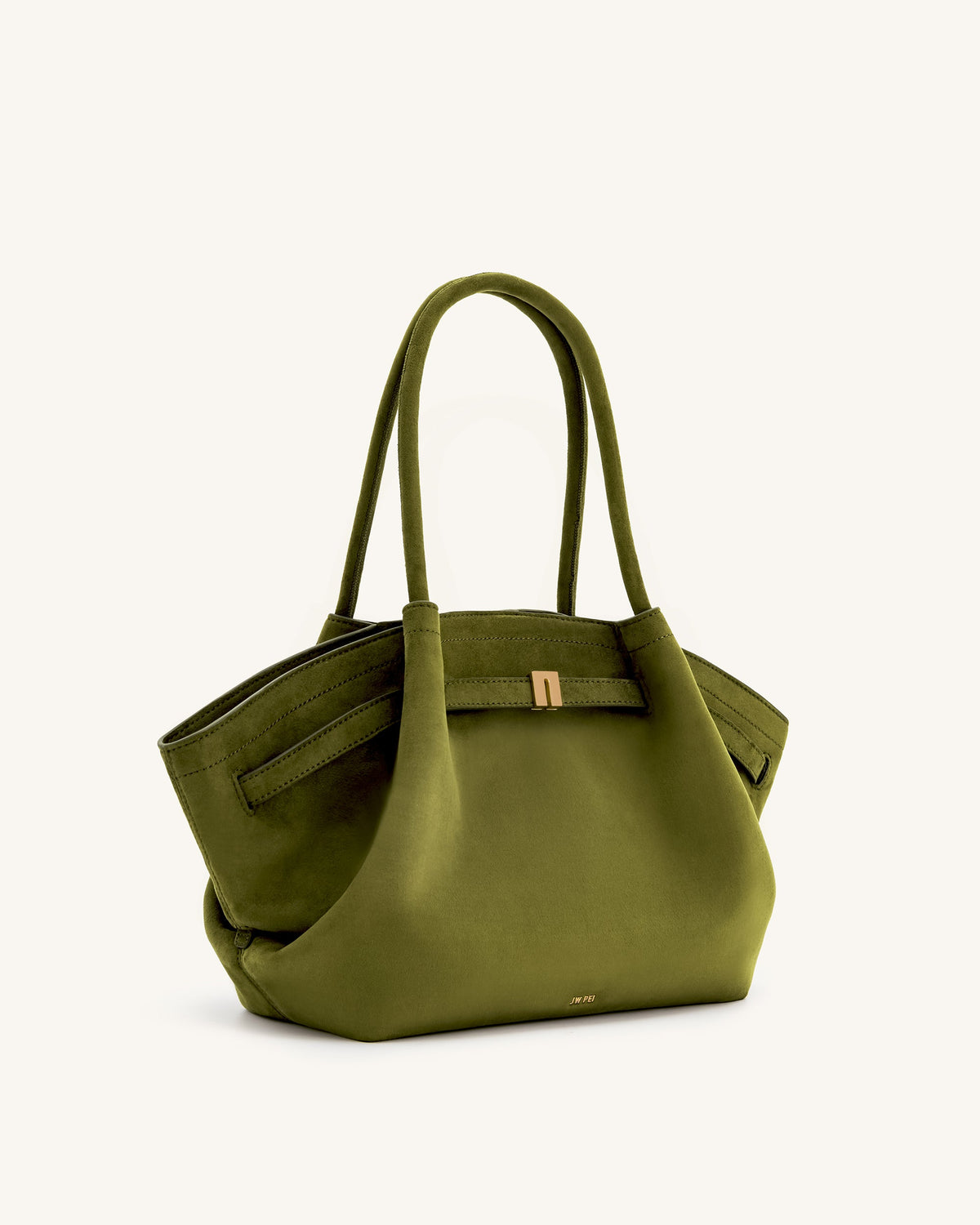 Hana Medium Faux Suede Tote Bag - Dark Olive | JW PEI