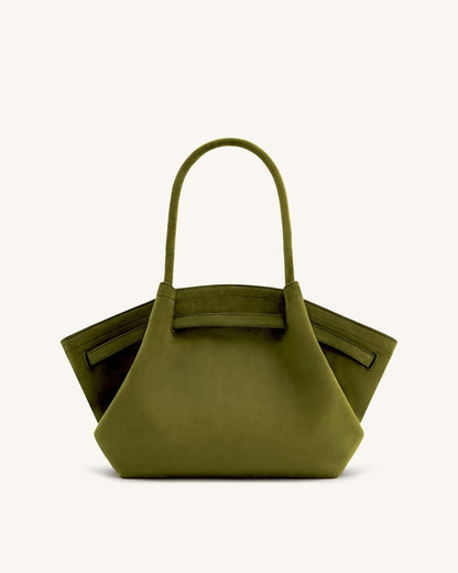 Hana Medium Faux Suede Tote Bag - Dark Olive | JW PEI