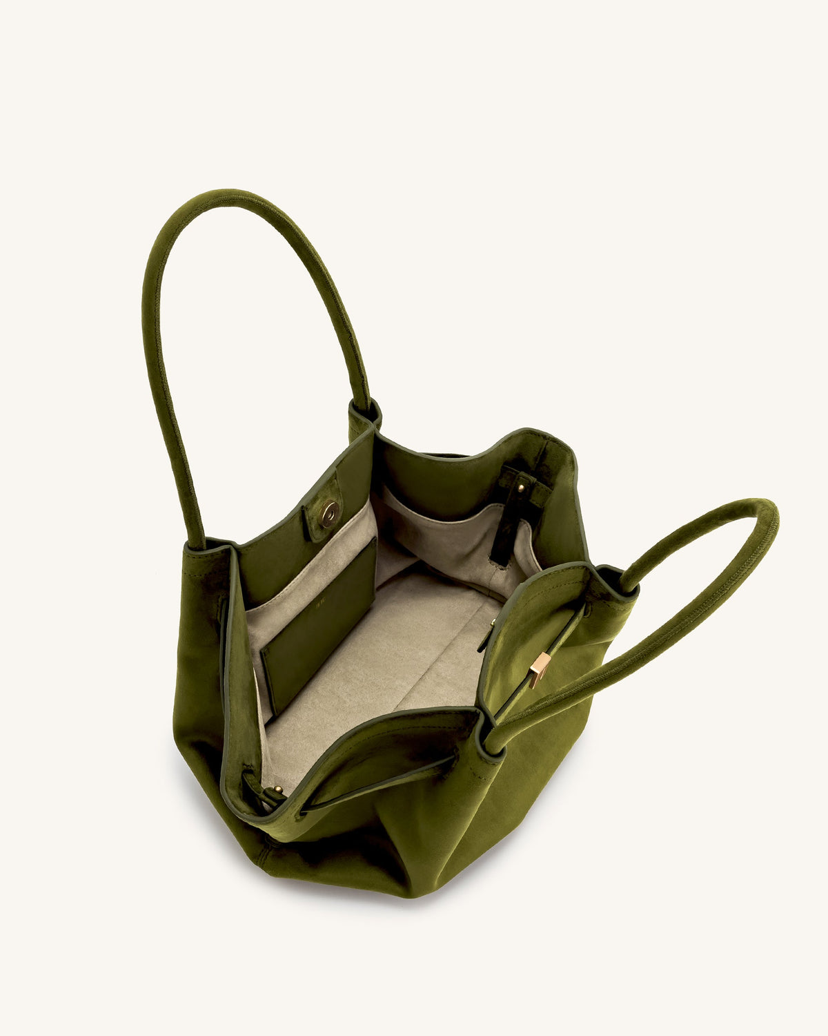 Hana Medium Faux Suede Tote Bag - Dark Olive | JW PEI