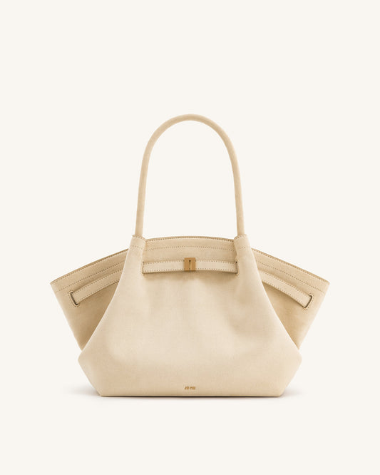 Hana Medium Faux Suede Tote Bag - Off White | JW PEI