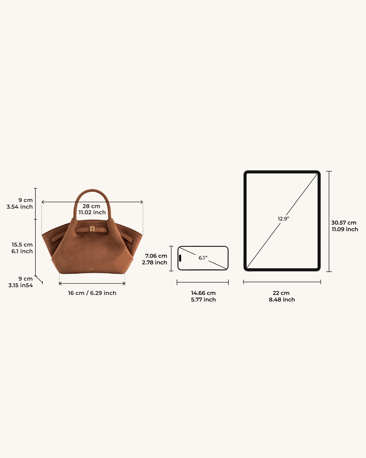 Hana Mini Faux Suede Tote Bag - Brown | JW PEI