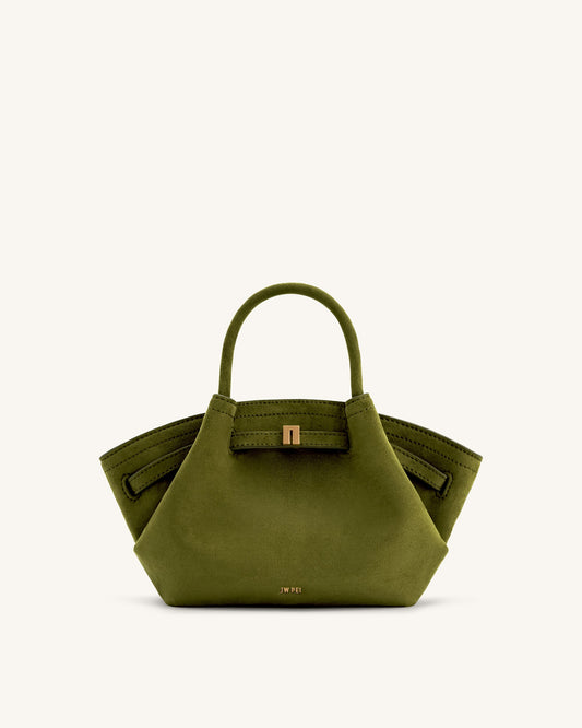 Hana Mini Faux Suede Tote Bag - Dark Olive | JW PEI