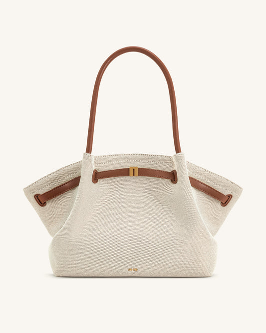 Hana Large Tote Bag - Brown Canvas | JW PEI