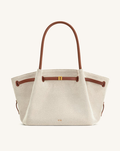 Hana Large Tote Bag - Brown Canvas | JW PEI