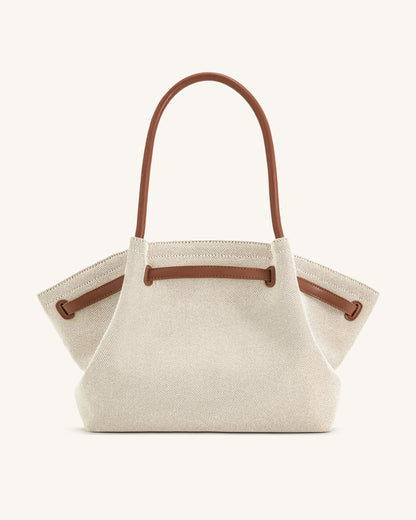 Hana Large Tote Bag - Brown Canvas | JW PEI